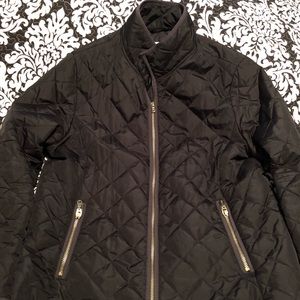 Black quilted barn coat